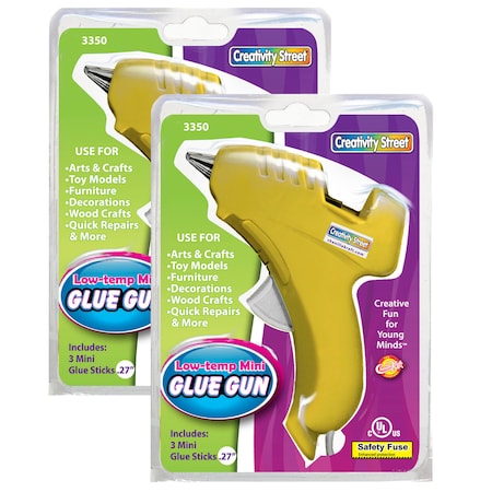 Creativity Street Yellow Low-Temp Mini Glue Gun + 3 Glue Sticks Per Pack, PK2 PAC3350